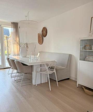 Eetafel teak, wit geverfd 250x100