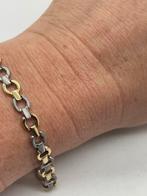 B48 Prachtige zilveren armband bicolor, Ophalen of Verzenden, X, Goud, Zilver
