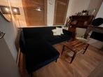 Bank Smedstorp 3-zits met chaise longe - Donkerblauw velvet, Huis en Inrichting, Hoekbank, Driepersoons, 75 tot 100 cm, Ophalen of Verzenden