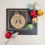 Dubbele kerstkaart 15x15 cm. met envelop linosnede kerstbal, Ophalen of Verzenden, Nieuw