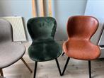 Eetstoelen 5 stuks groen, cognac en bruin, Huis en Inrichting, Stoelen, Ophalen of Verzenden, Zo goed als nieuw