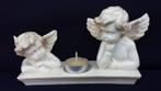 Waxinelicht-Houder met 2 ENGELTJES, 19 x 6 cm., Overige materialen, Ophalen of Verzenden, Zo goed als nieuw, Crème