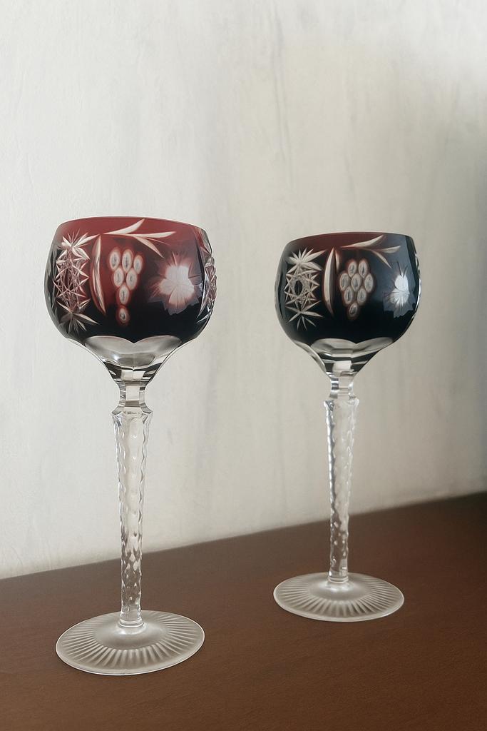 2 Nachtmann Römer Wijnglazen Rood Kristal Antiek, Antiek en Kunst, Antiek | Glas en Kristal, Ophalen of Verzenden