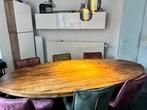 Ovale Eettafel met Stoelen, Huis en Inrichting, Gebruikt, Teakhout, Ophalen of Verzenden, Vijf personen of meer