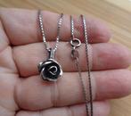 zilveren ketting met TEKA roos hanger [335], Met hanger, Verzenden, Zo goed als nieuw, Zilver