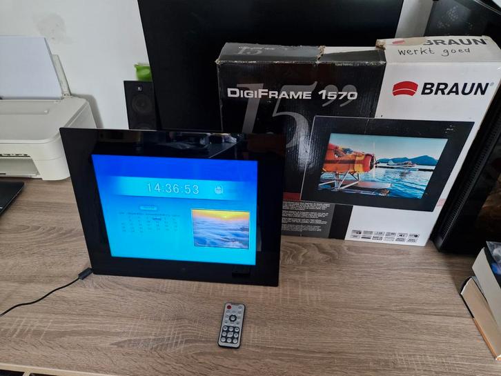 Braun DigiFrame 1570 - Digitale Fotolijst, Audio, Tv en Foto, Fotografie | Digitale fotolijsten, Gebruikt, 8 tot 12 inch, Afstandsbediening