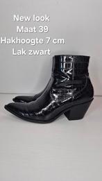 Zwarte lak enkellaarsjes western look maat 39, New Look, Zwart, Lage of Enkellaarzen, Ophalen of Verzenden