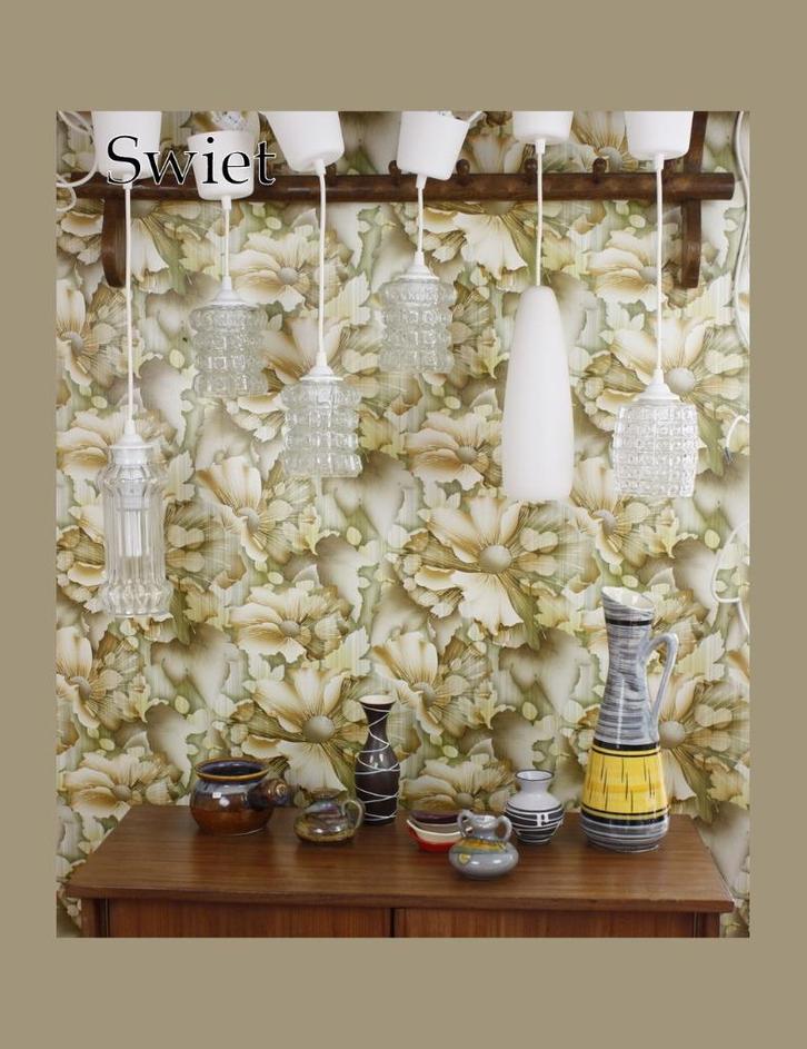 5642 retro bloemenbehang bruin groen 70s vintage stijl Swiet, Huis en Inrichting, Stoffering | Behang, Bruin, Groen, Verzenden