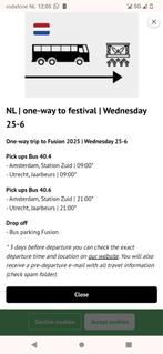 Bus Fusion Festival 25 June, Tickets en Kaartjes, Eén persoon