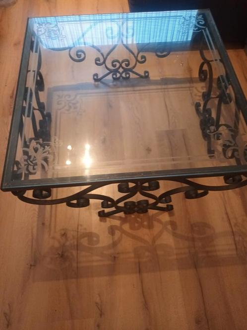 Smeedijzeren Salontafel  zelf gemaakt is er maar 1 van, Huis en Inrichting, Tafels | Salontafels, Gebruikt, Minder dan 50 cm, 50 tot 100 cm