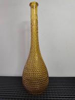 Midcentury amberkleurige glazen geniefles/vaas, 40 cm, Huis en Inrichting, Woonaccessoires | Vazen, Overige kleuren, Ophalen of Verzenden