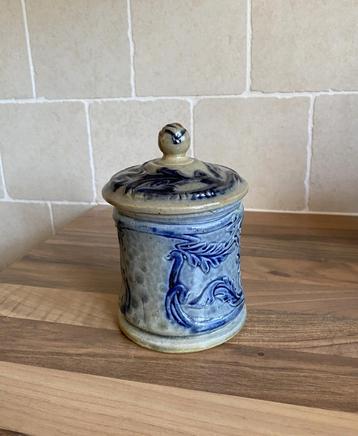 oud antiek keramiek potje met deksel / mosterdpotje e.a. pot beschikbaar voor biedingen