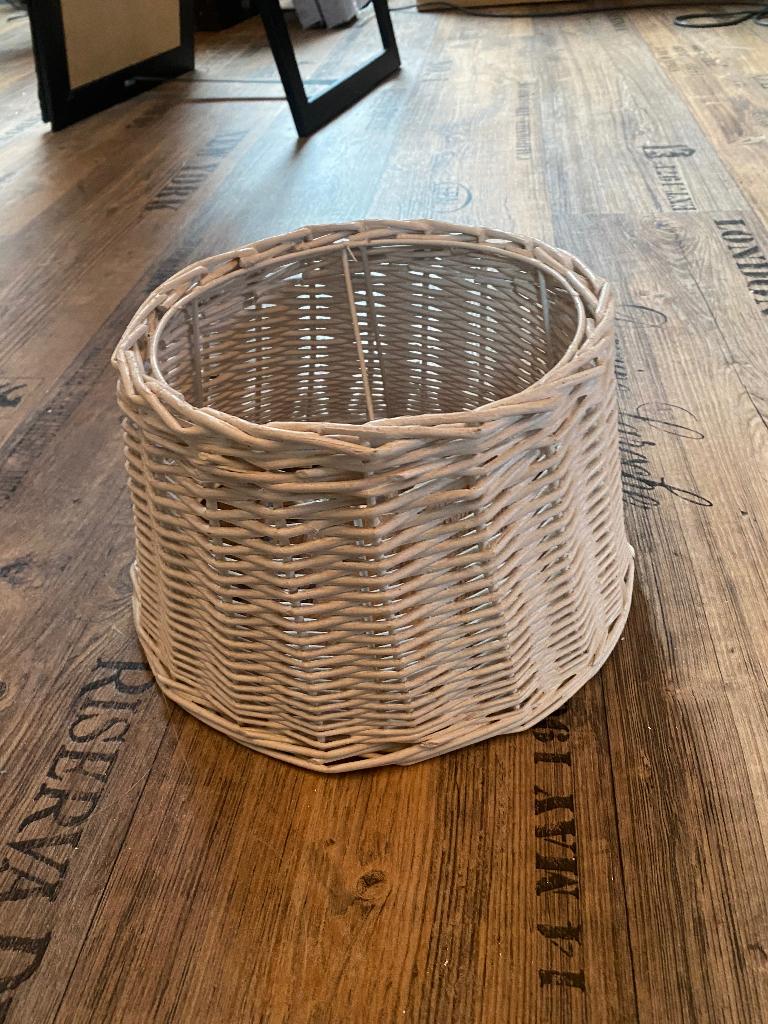 Zgan crème kleurige rieten lampenkap, 25 tot 50 cm, Rond, Ophalen of Verzenden, Crème