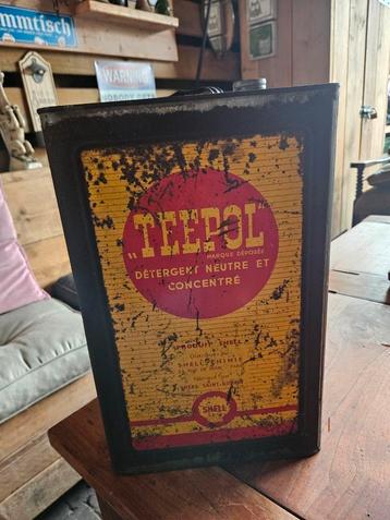 Groot, 10 ltr, Teepol Shell olieblik. beschikbaar voor biedingen