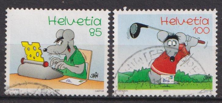 Zwitserland 2005 Kinderzegels muis typt  muis golft, Postzegels en Munten, Postzegels | Europa | Zwitserland, Gestempeld, Verzenden