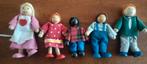 Poppenhuispoppetjes, buigbaar. Hout en stof. 5 stuks., Ophalen of Verzenden