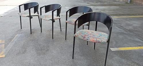 Set van 4 postmodern Castelijn design eetkamerstoelen, Huis en Inrichting, Stoelen, Gebruikt, Vier, Hout, Metaal, Stof, Zwart