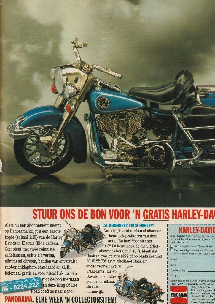 Retro reclame 1994 Panorama Harley-Davidson motor replica, Verzamelen, Retro, Overige typen, Verzenden