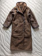 Vintage leer suede lamy winterjas mantel donkerbruin, Bruin, Verzenden, Maat 42/44 (L), Vintage