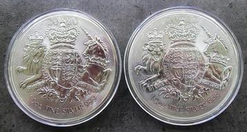 Engeland Zilver 2 x 10 Oz Royal Arms (2020 en 2022), lees  beschikbaar voor biedingen