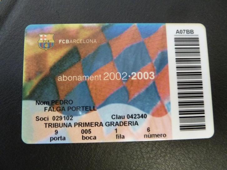 Seizoenkaart Abonament Barcelona 02-03 Tribuna, Verzamelen, Sportartikelen en Voetbal, Gebruikt, Overige typen, Buitenlandse clubs