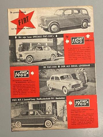 FIAT documentatie jaren ’50 (600/1100/1400/1900)   beschikbaar voor biedingen