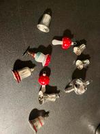 10 Antieke Kerstballen Ornamenten zilver en rood Nr. 10, Ophalen of Verzenden