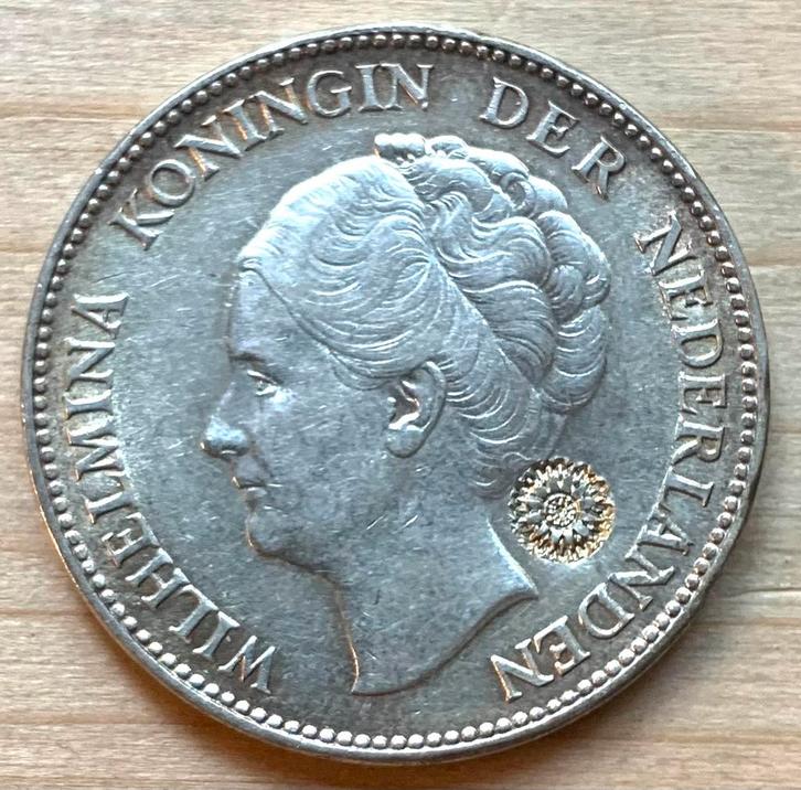 Nederland 1 Gulden 1929 wilhelmina met klop, Postzegels en Munten, Munten | Nederland, Koningin Wilhelmina, Ophalen of Verzenden
