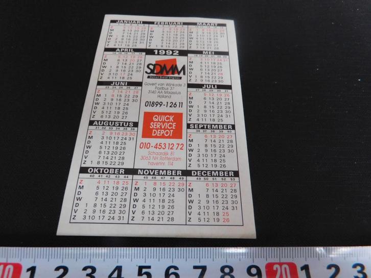 sticker kalender 1992 SDMM detroit diesel engines maassluis, Verzamelen, Stickers, Zo goed als nieuw, Ophalen