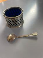 Antieke Verzilverde Zoutpot met Lepel - Suckling Ltd., Antiek en Kunst, Antiek | Bestek, Ophalen of Verzenden