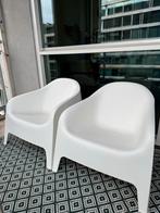 2 Witte Kuipstoeltjes - Tuin/Balkon, Tuin en Terras, Ophalen of Verzenden, Gebruikt, Kunststof, Stapelbaar