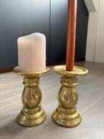 Gouden antieke kandelaars - vintage decoratie - hoog (12x), Overige kleuren, Ophalen of Verzenden, Zo goed als nieuw, Goud