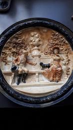 Antiek 3d wandbord historisch tafereel, Ophalen of Verzenden