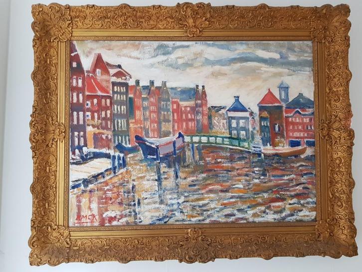Jan Hendrik Emck. Schilderij 80 bij 60 cm. DAMRAK, Antiek en Kunst, Kunst | Schilderijen | Modern, Ophalen