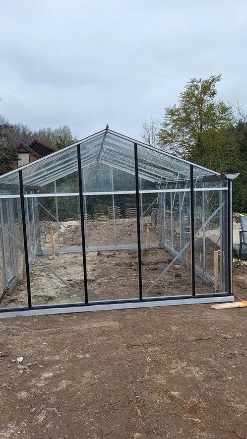 Tuinkas Hobbykas 3,4x4,5m glas verzinkt staal/alu profiel, Tuin en Terras, Kassen, Zo goed als nieuw, Staal, Glas, Ophalen