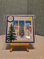 Kaartje kerst huizen met kerstboom in het midden dieptekaart, Ophalen of Verzenden, Nieuw, Kerst