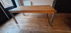 eettafel eiken-fineer / RVS poten, Ophalen, Gebruikt, 200 cm of meer, 50 tot 100 cm