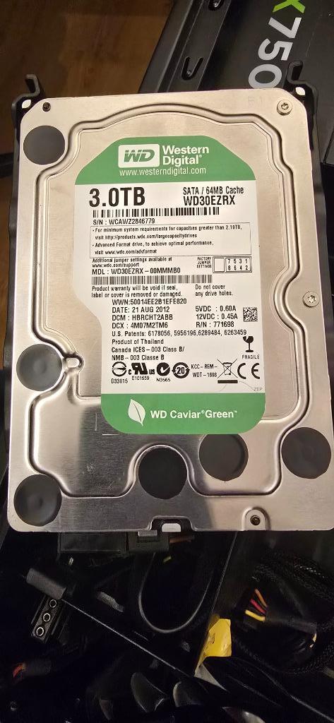 WD Caviar Green 3TB SATA Harddisk WD30EZRX, Computers en Software, Harde schijven, Gebruikt, Desktop, Intern, HDD, SATA, Ophalen of Verzenden