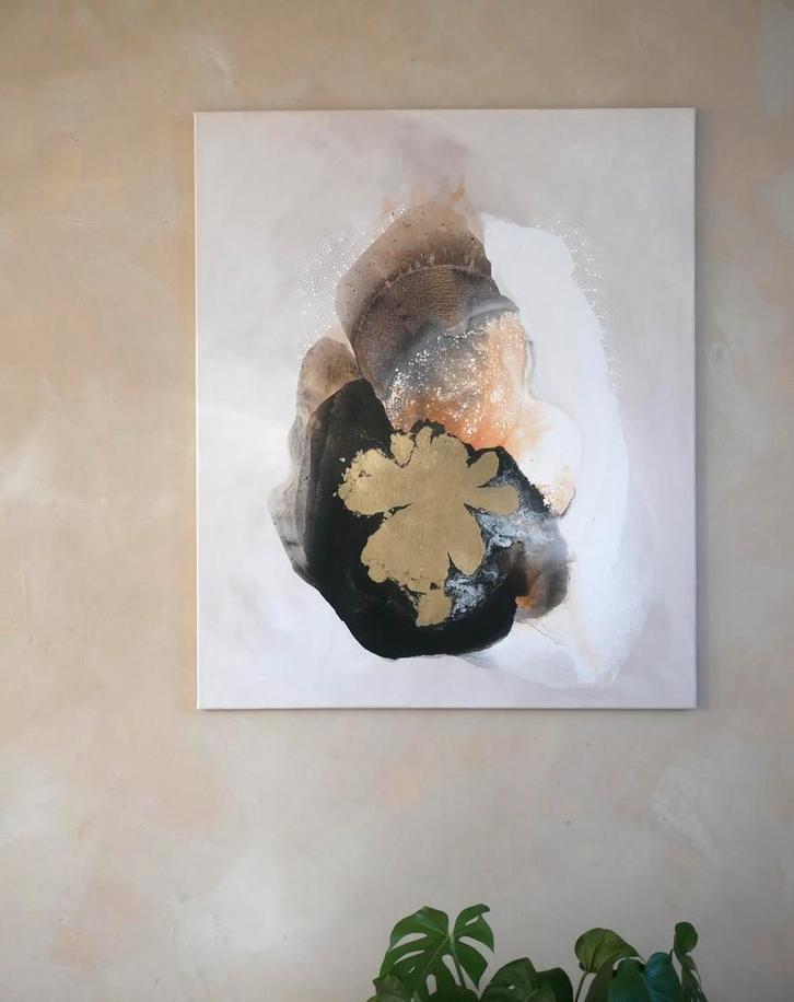 Flora– Birgit Bemers, Acrylic on linen 120 x 100 cm, Antiek en Kunst, Kunst | Schilderijen | Abstract, Ophalen