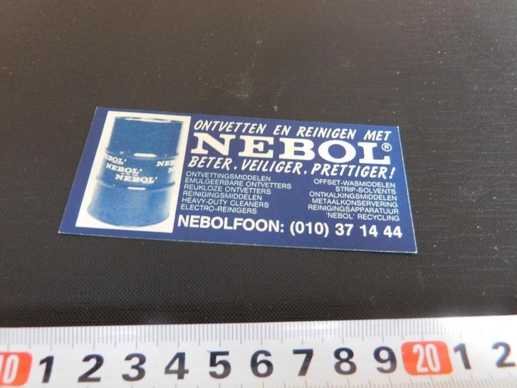 sticker Ontvetten en reinigen met NEBOL  010-371444, Verzamelen, Stickers, Zo goed als nieuw, Ophalen