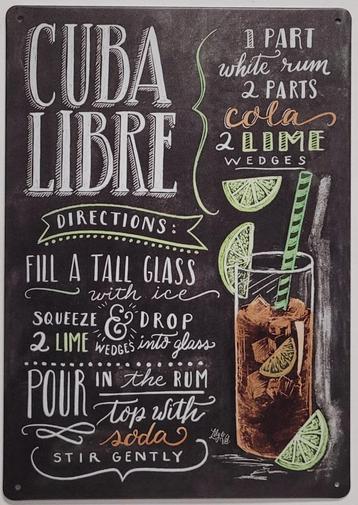 Cuba Libre cocktail rum cola reclamebord van metaal wandbord beschikbaar voor biedingen