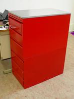 Vintage Gispen stalen ladenkast rood, Huis en Inrichting, Ophalen, Gebruikt, 100 tot 150 cm, 50 tot 100 cm