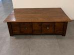 Zware houten rechthoekige salontafel met 2 diepe lades, Ophalen, 100 tot 150 cm, 50 tot 100 cm, Zo goed als nieuw