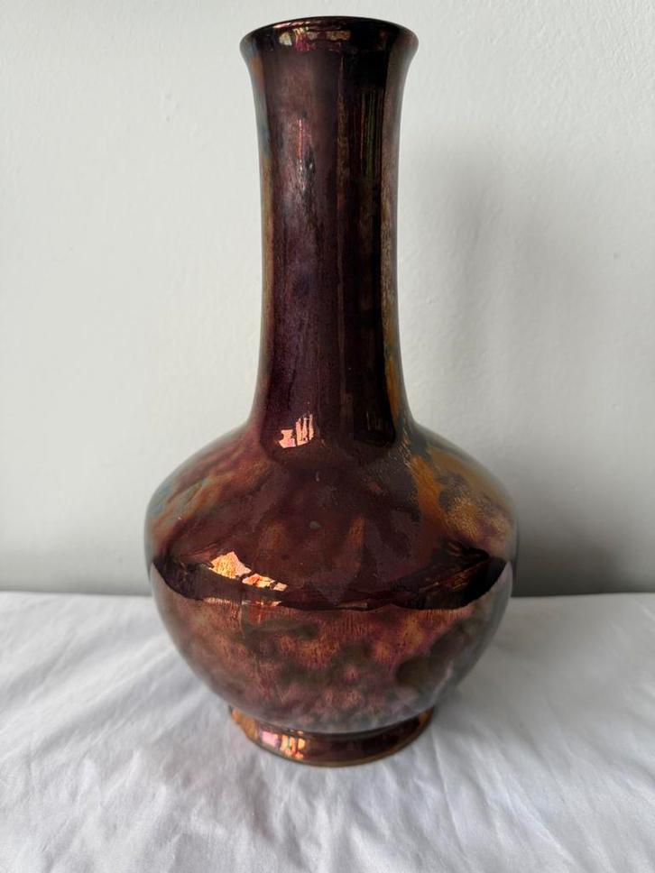 Vintage iriserend rood bruin luster glazuur, Antiek en Kunst, Antiek | Vazen, Ophalen of Verzenden