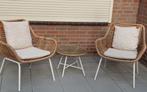 Tuinset Wicker Grande 2 Stoelen incl Kussens en Bijzettafel, Tuin en Terras, Tuinsets en Loungesets, Ophalen, Wicker