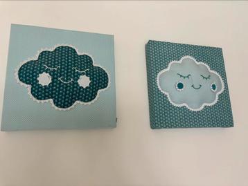 Leuke stoffen schilderijen/wanddecoratie voor babykamer beschikbaar voor biedingen