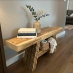 Oude houten bankjes, massief, dik oud hout., Ophalen, Zo goed als nieuw, 25 tot 50 cm, Rechthoekig