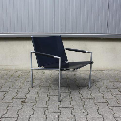 SZ 02 zwart tuigleer | Martin Visser | Spectrum, Huis en Inrichting, Fauteuils, Zo goed als nieuw, Leer, Metaal, 50 tot 75 cm