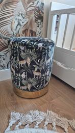 Jungle velvet poefje met goud, Ophalen, Minder dan 50 cm, Minder dan 50 cm, Zo goed als nieuw