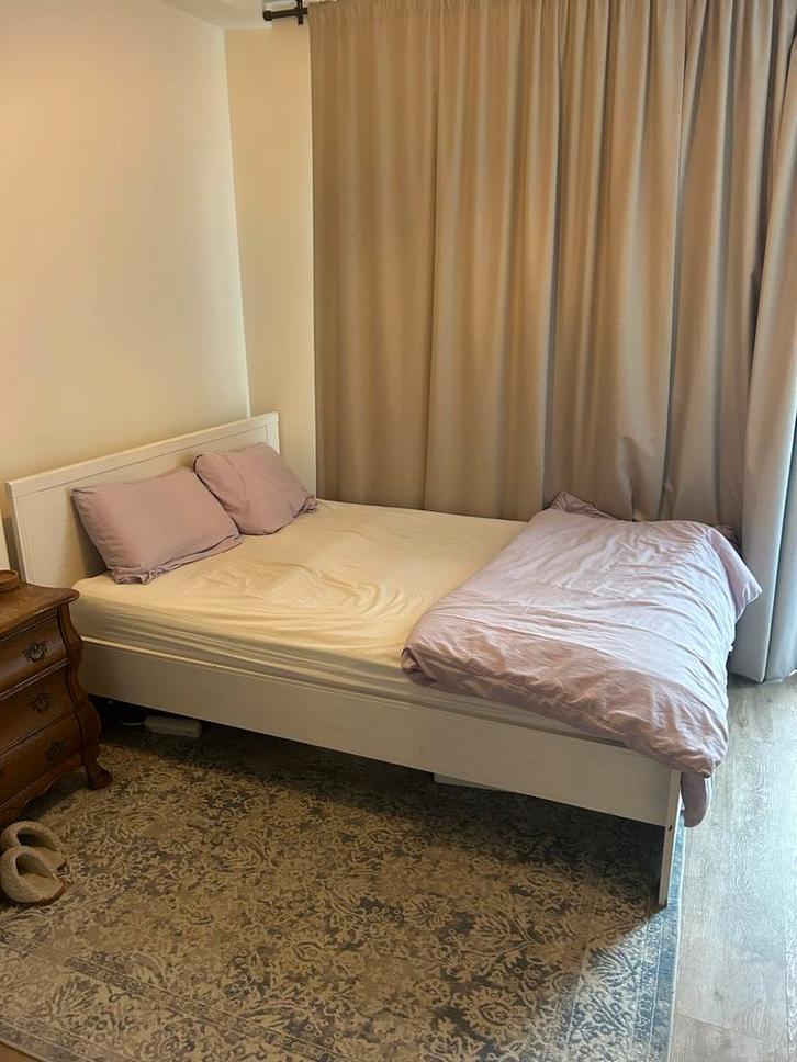 IKEA Bedframe 140x200, Huis en Inrichting, Slaapkamer | Bedden, Gebruikt, Tweepersoons, 140 cm, Hout, Wit, Ophalen